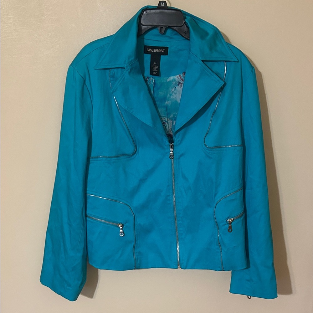 LANE BRYANT Turquoise Womens sz 20 Zippers Jacket